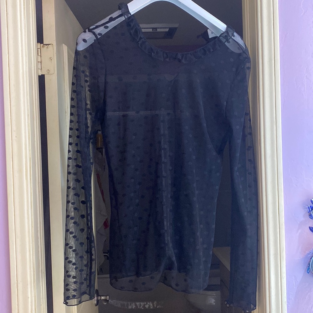 Black long sleeve mesh top